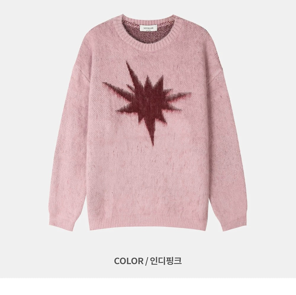 Star Pattern Round Neck Knit Sweater