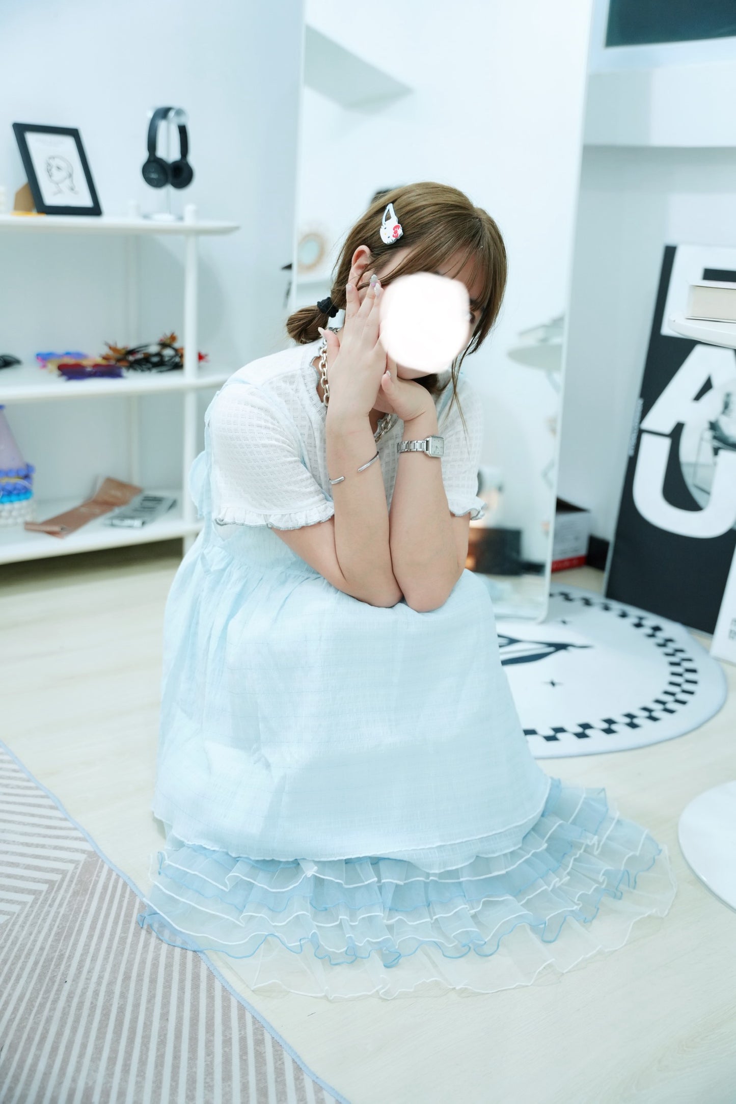 Ruffle花邊格紋Top 一色入