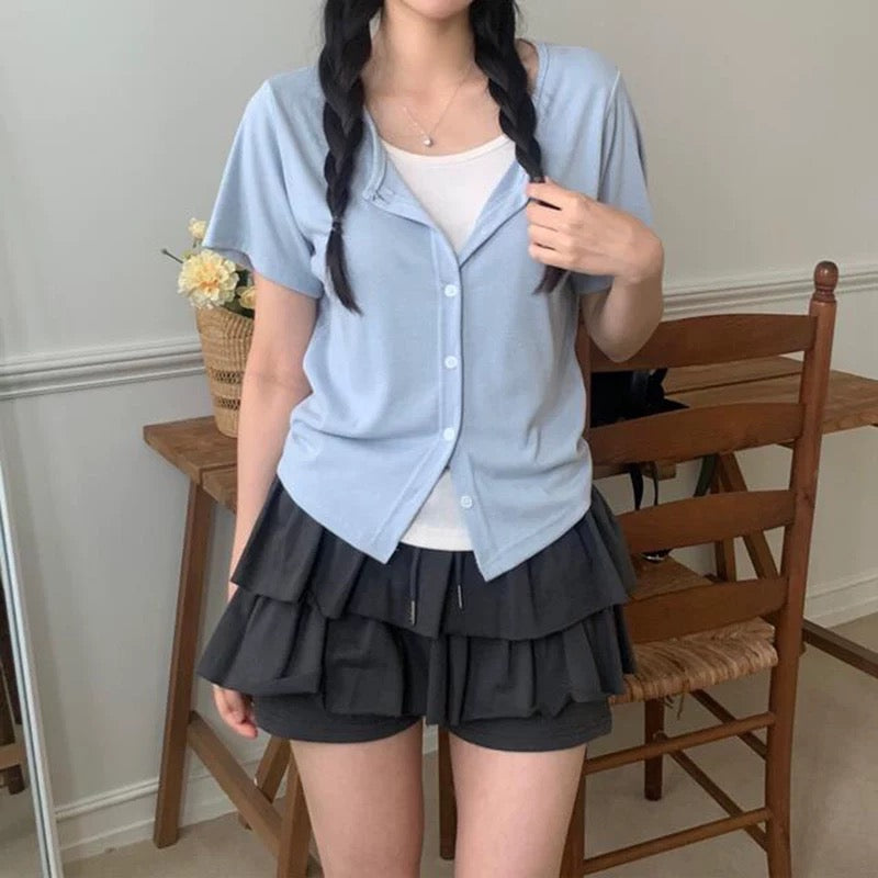 Layer綁帶短裙 三色入