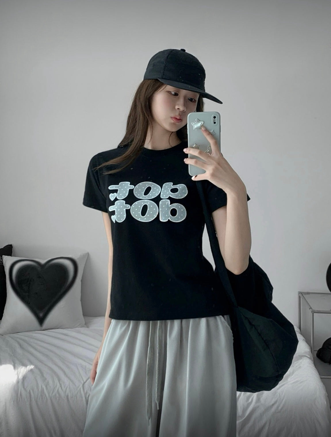 波點字母Crop Top 兩色入