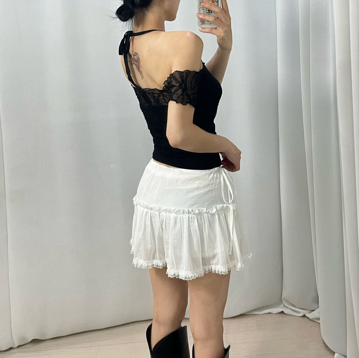 Lace花紋透兩件set 三色入