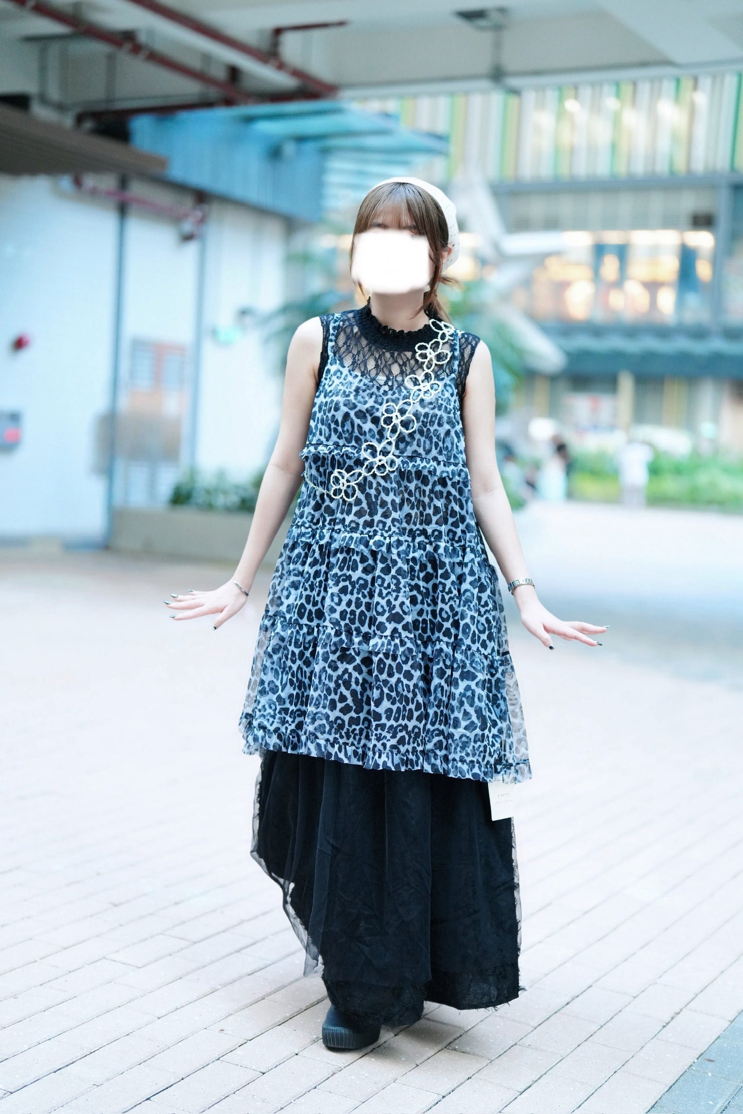 豹紋ruffle吊帶外搭 二色入