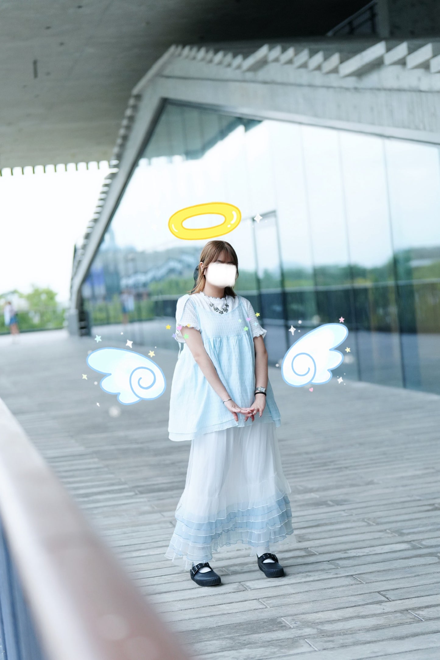 Ruffle花邊格紋Top 一色入