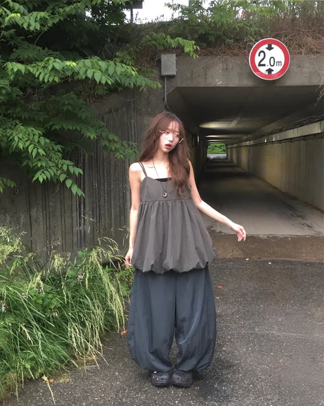 吊帶泡泡top 兩色入