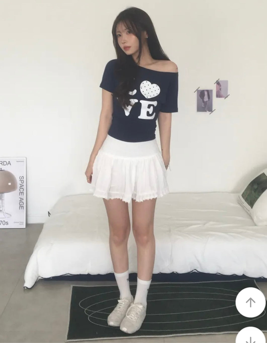 LOVE愛心斜肩短T 三色入