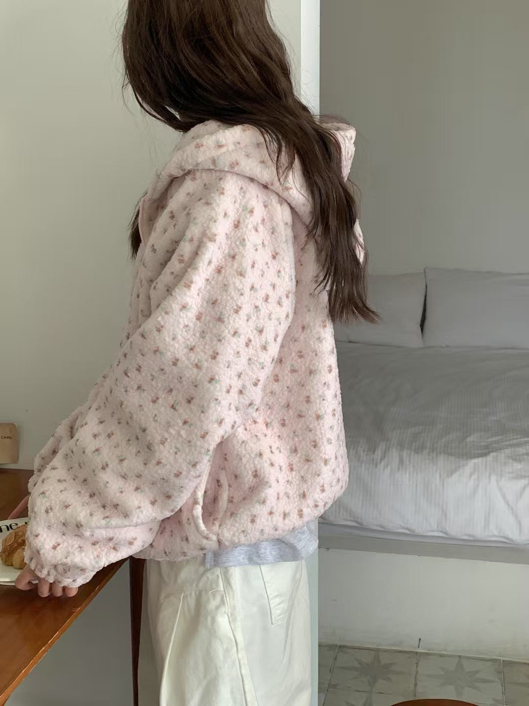 碎花毛毛外套