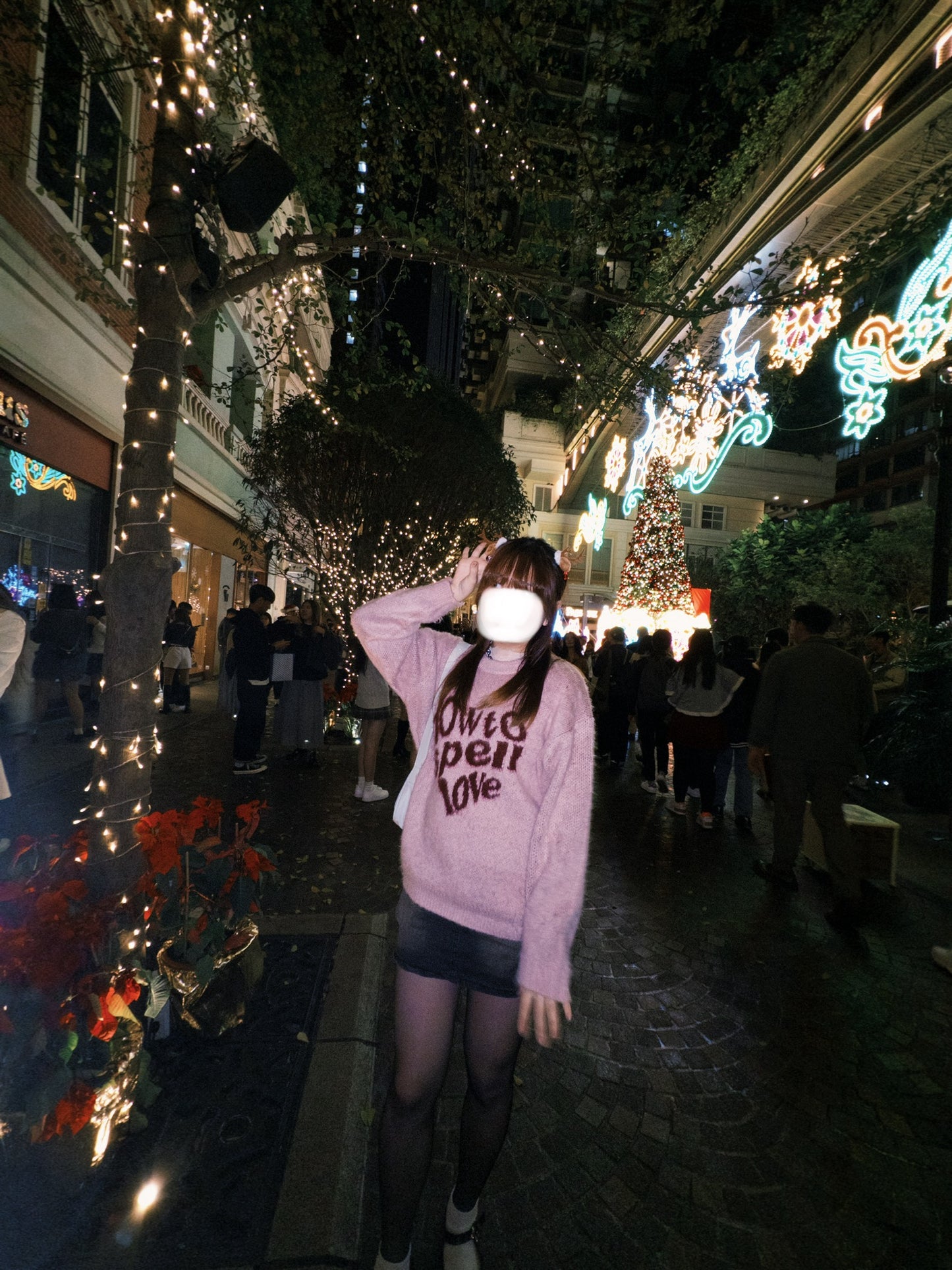 Heart Print Brushed Knit Sweater