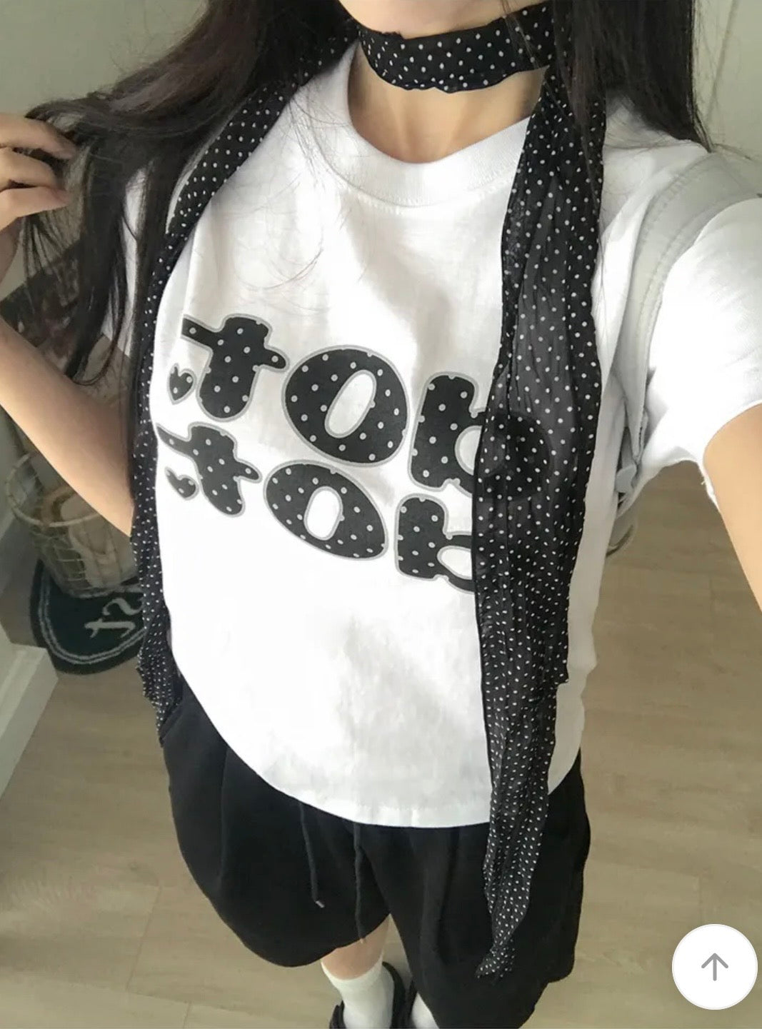 波點字母Crop Top 兩色入