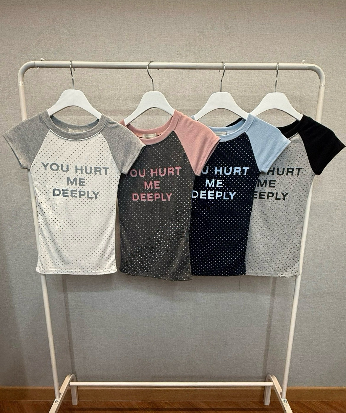 韓制波點貼身拼色Top 四色入