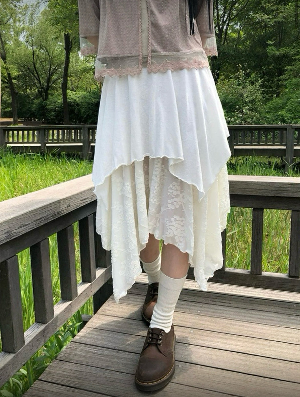Lace不規則layer半身裙 兩色入
