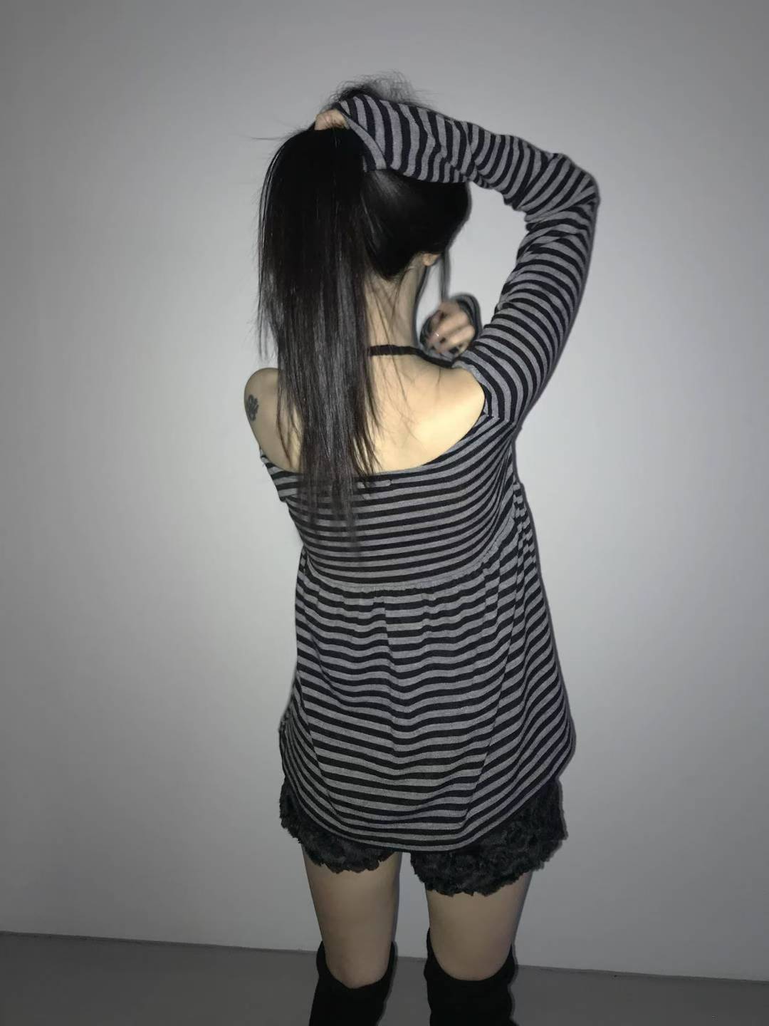 橫間條紋蝴蝶結Top 三色入