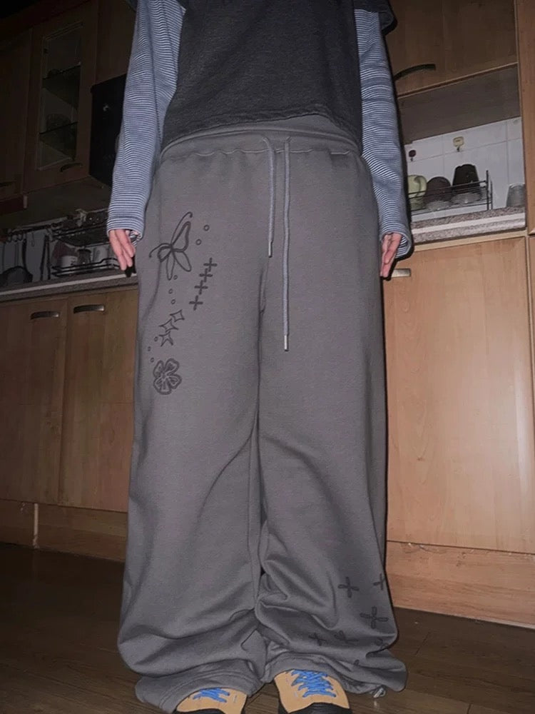 4月限定韓貨預訂95折ᢉ𐭩 Printed Wrinkled Pants 兩色入