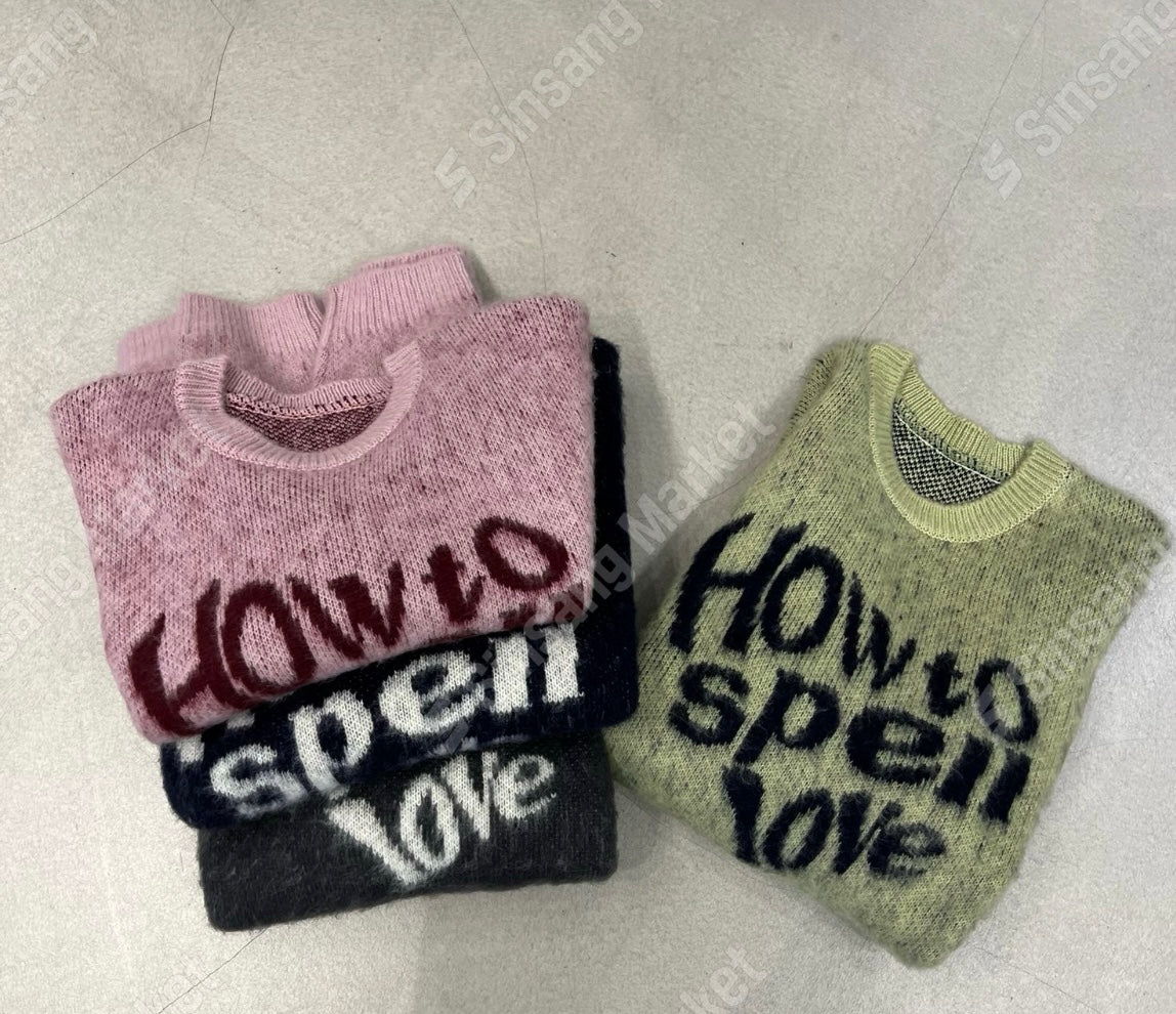 Heart Print Brushed Knit Sweater