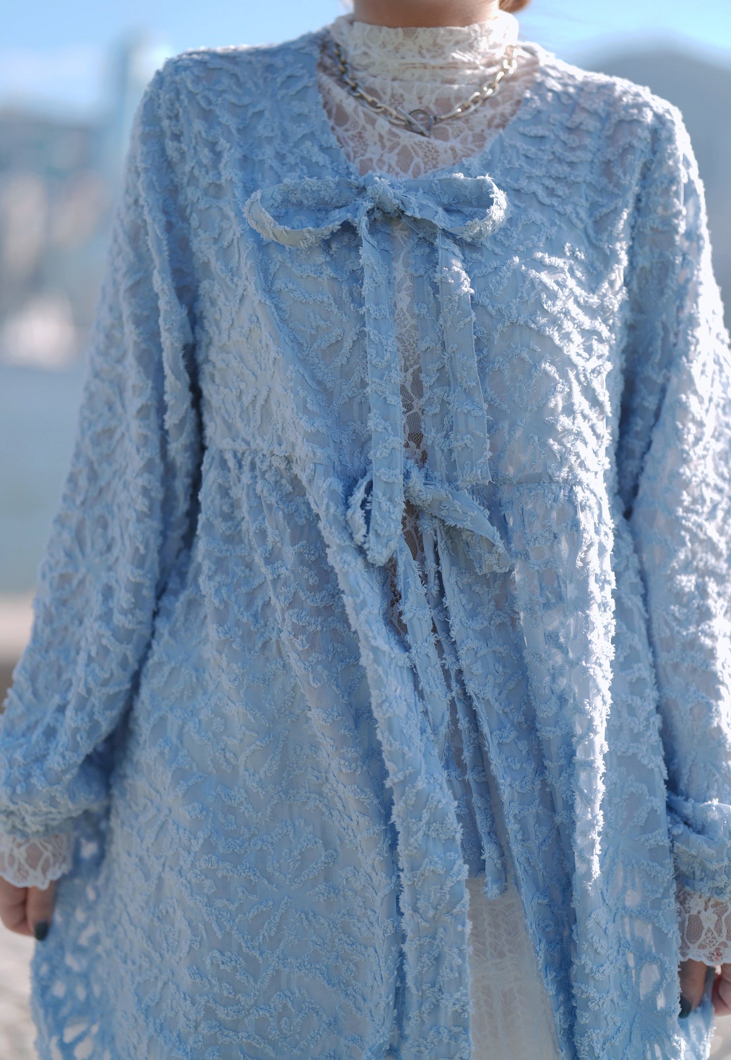 [$179優惠🔥]花花毛毛綁帶外套 三色入