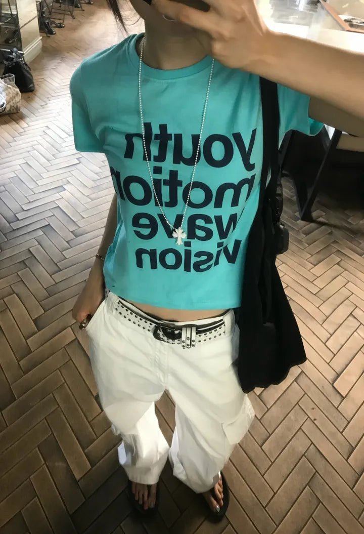 撞色字母短Tee 五色入