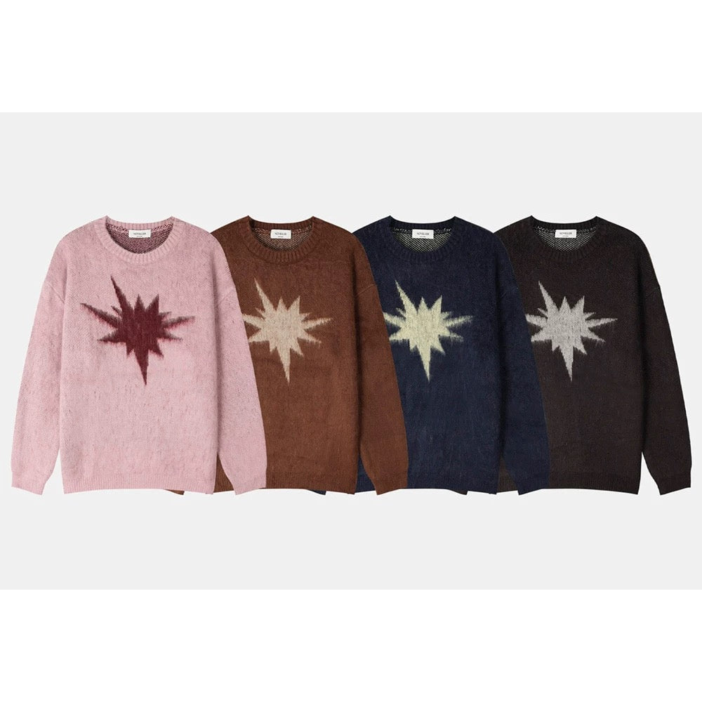 Star Pattern Round Neck Knit Sweater