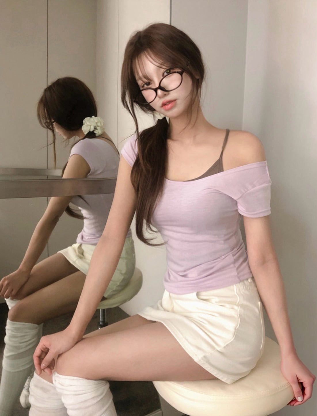 4月限定韓貨預訂95折ᢉ𐭩  U領貼身Crop Top 六色入