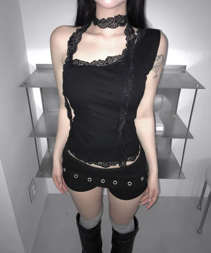 Asa同款斜肩Lace Top 三色入