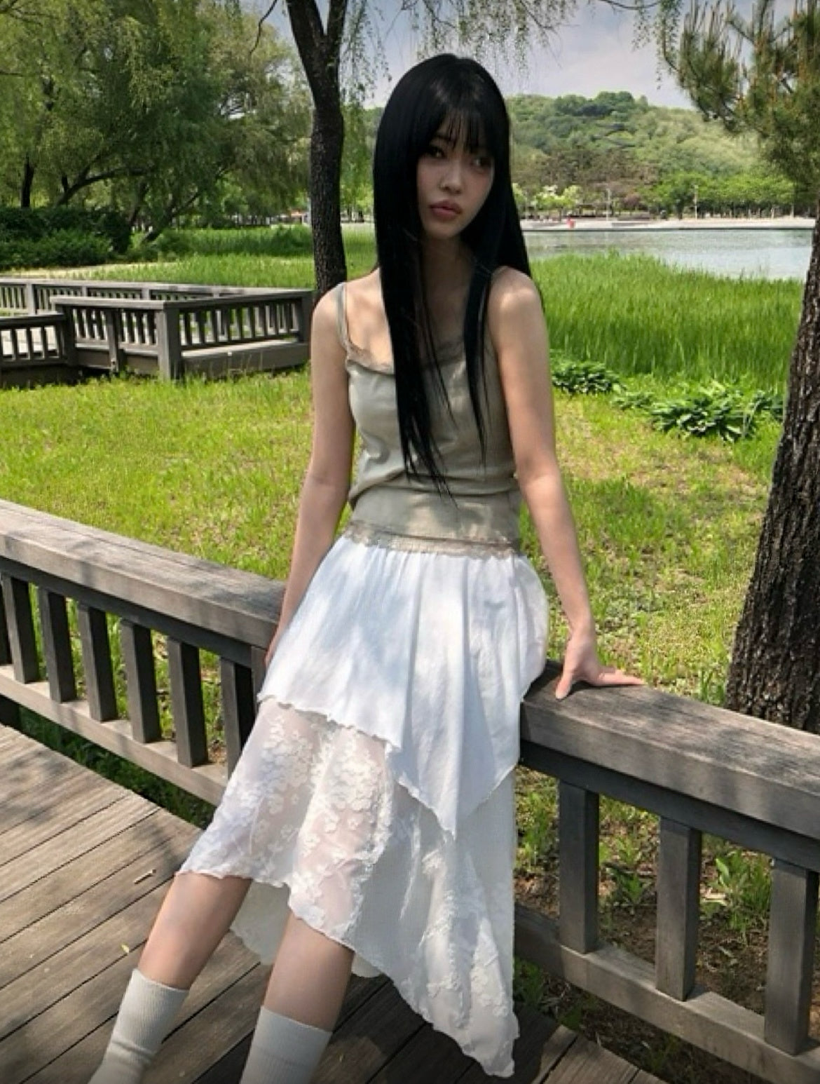 Lace不規則layer半身裙 兩色入