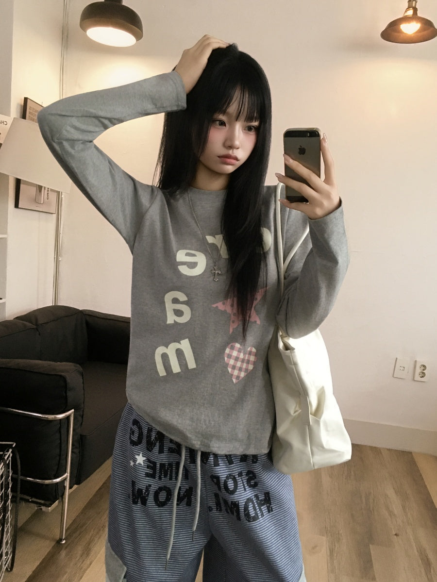 星星愛心印花長袖Top 六色入