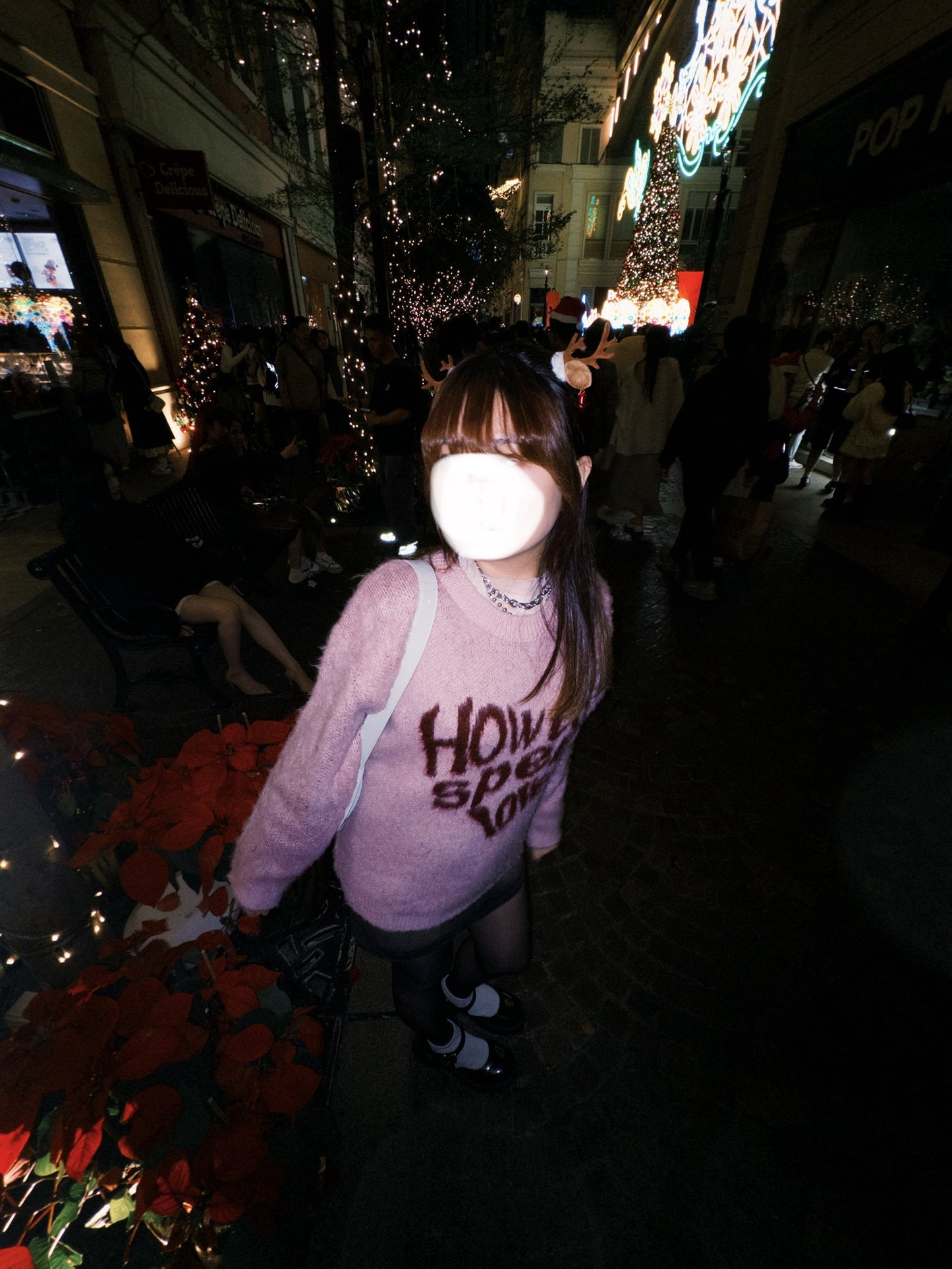 Heart Print Brushed Knit Sweater
