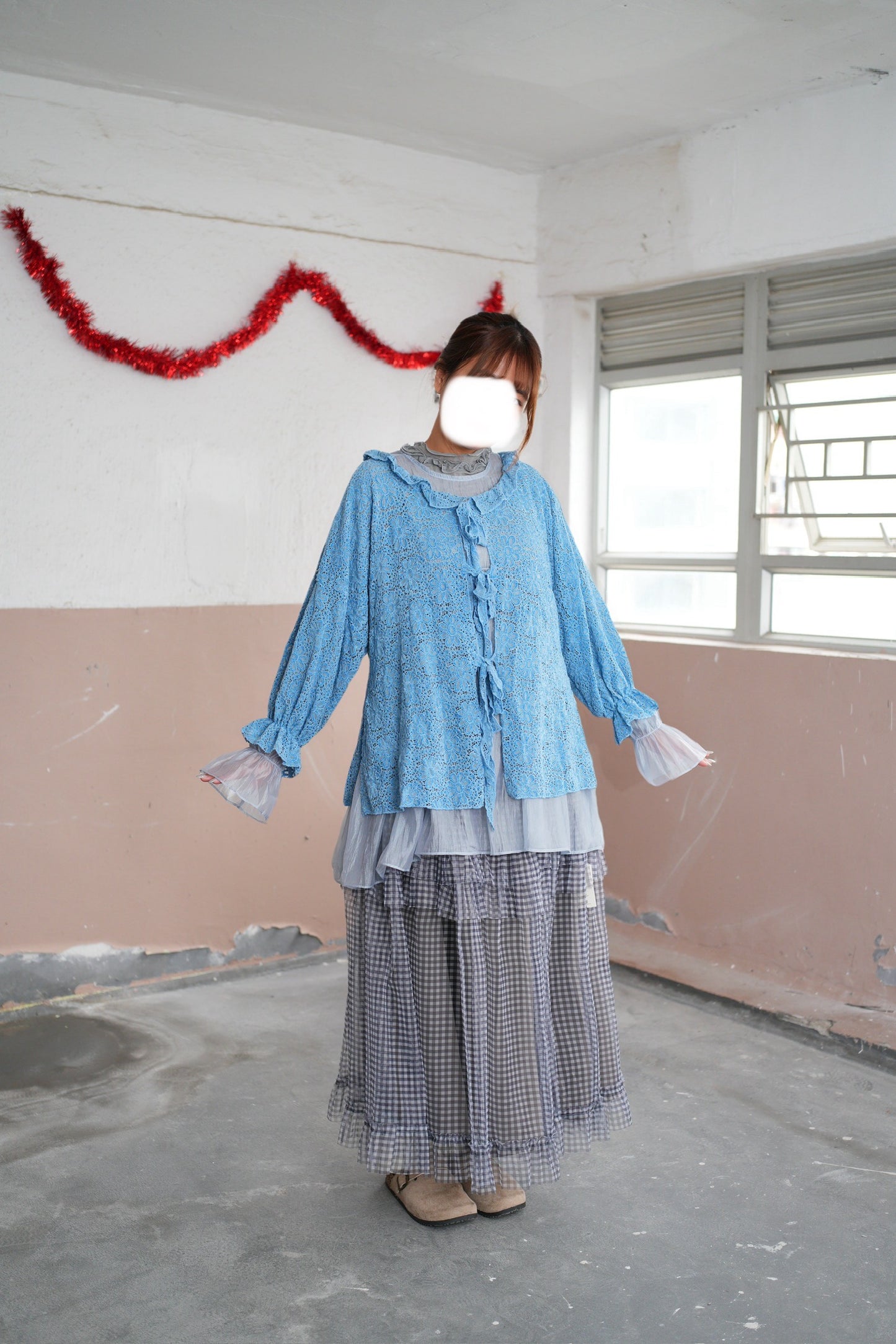 絨面花花ruffle外套 三色入