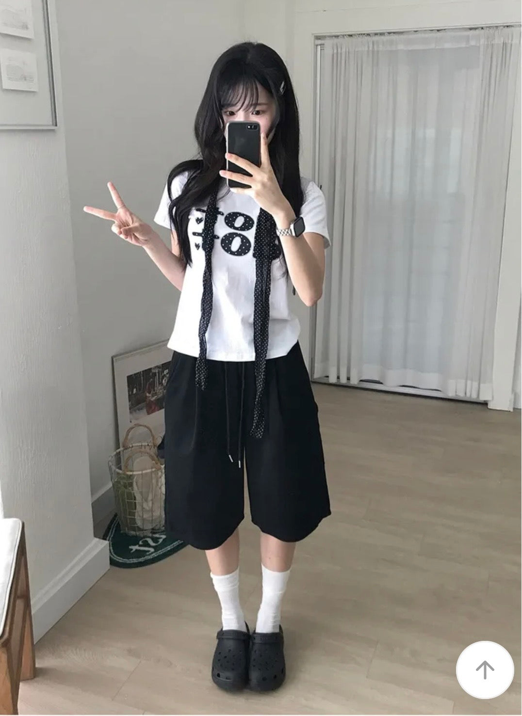 波點字母Crop Top 兩色入