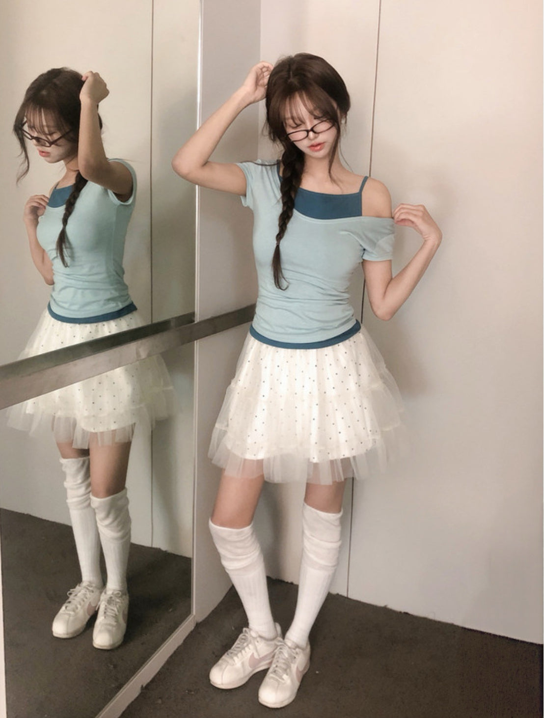 4月限定韓貨預訂95折ᢉ𐭩  U領貼身Crop Top 六色入