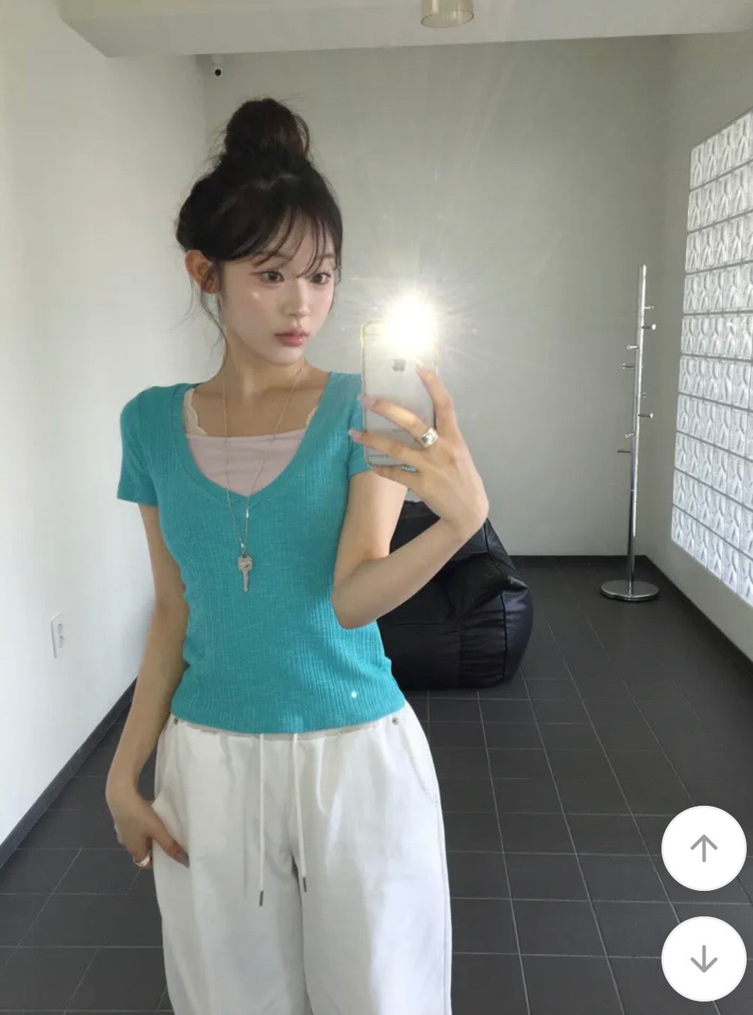 V領坑條短款上衣 五色入