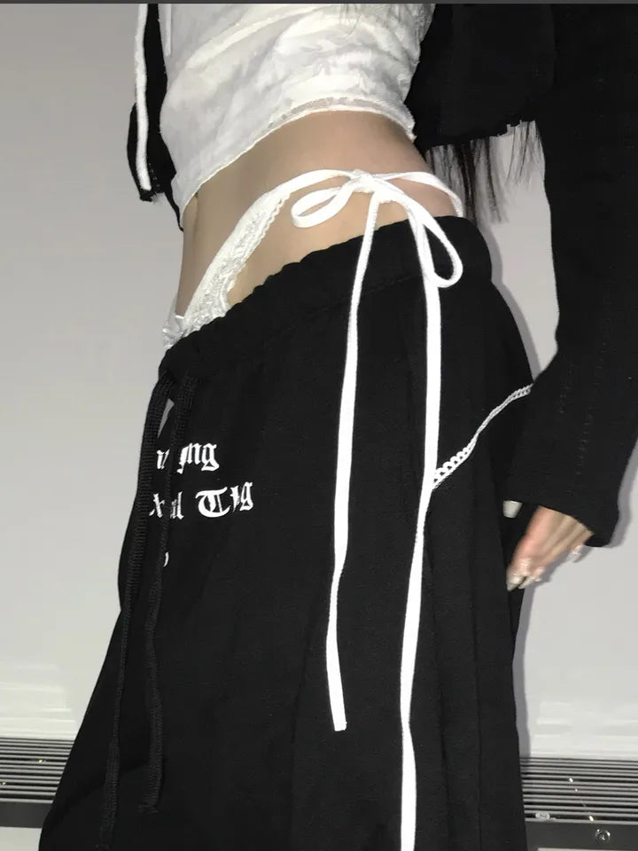 蕾絲綁帶闊腿褲 三色入