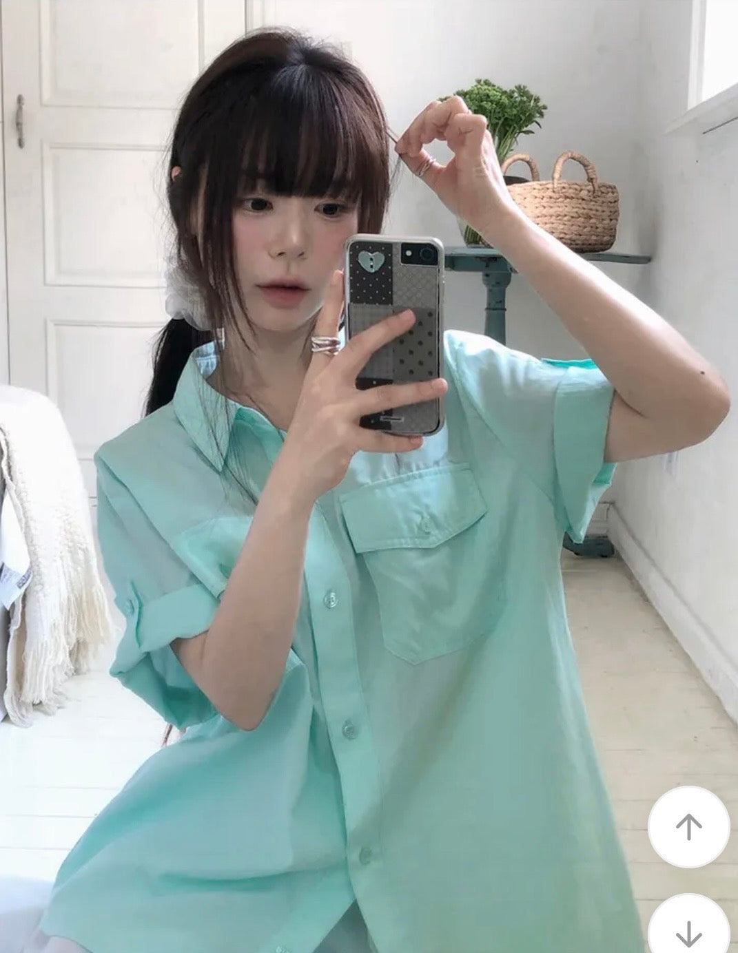 口袋鈕扣短袖襯衫 五色入