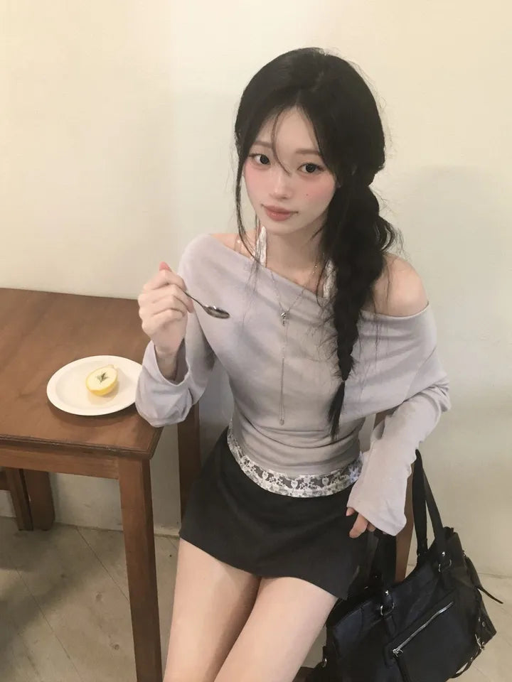Lace假兩件上衣 三色入