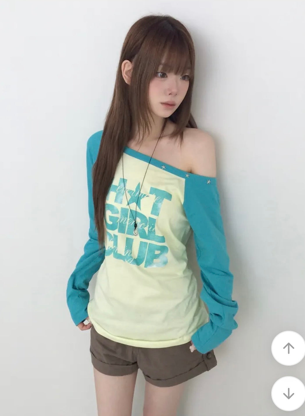 斜肩星星字母Top 五色入