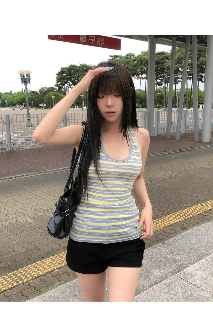 間條掛膊背心 兩色入