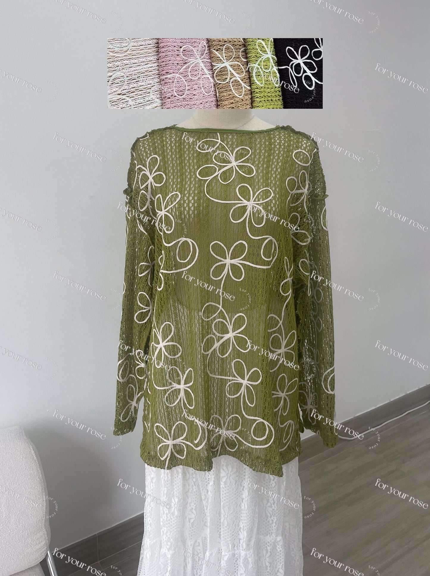 Two ways花花網洞外套 五色入