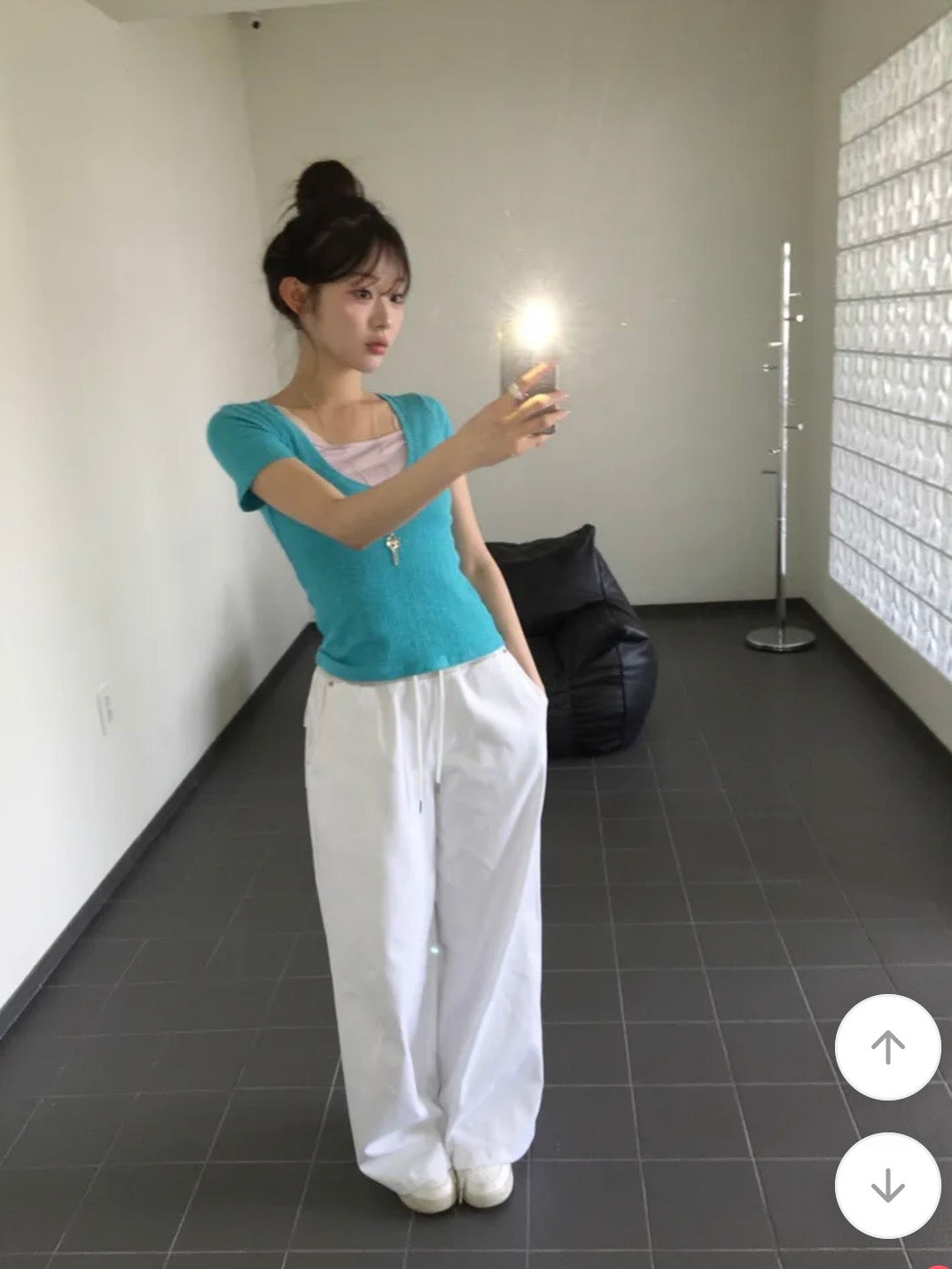 V領坑條短款上衣 五色入