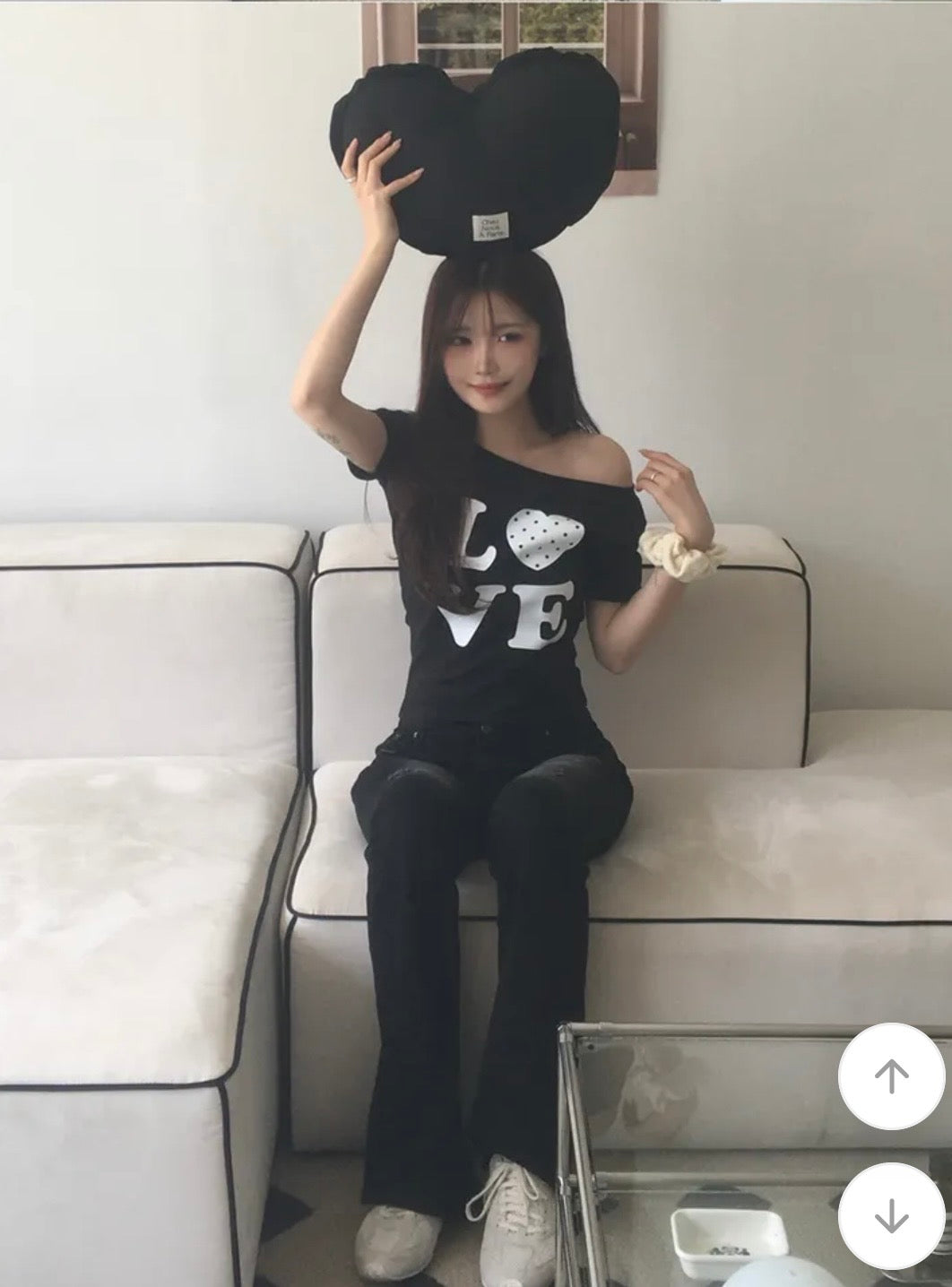 LOVE愛心斜肩短T 三色入