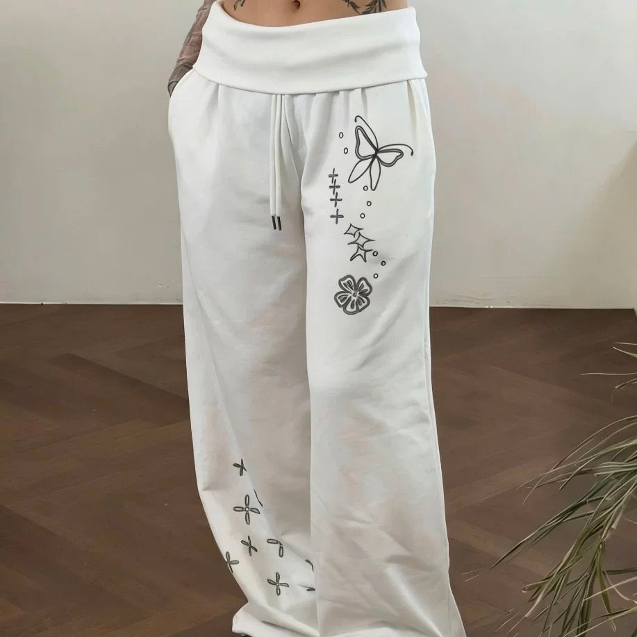 4月限定韓貨預訂95折ᢉ𐭩 Printed Wrinkled Pants 兩色入