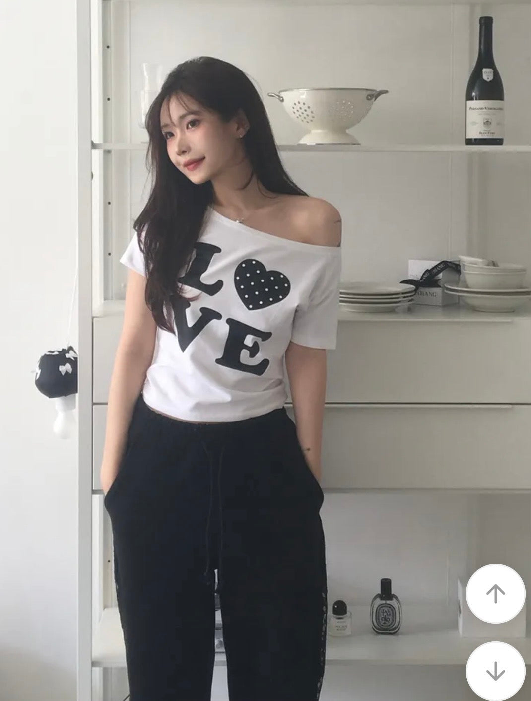 LOVE愛心斜肩短T 三色入