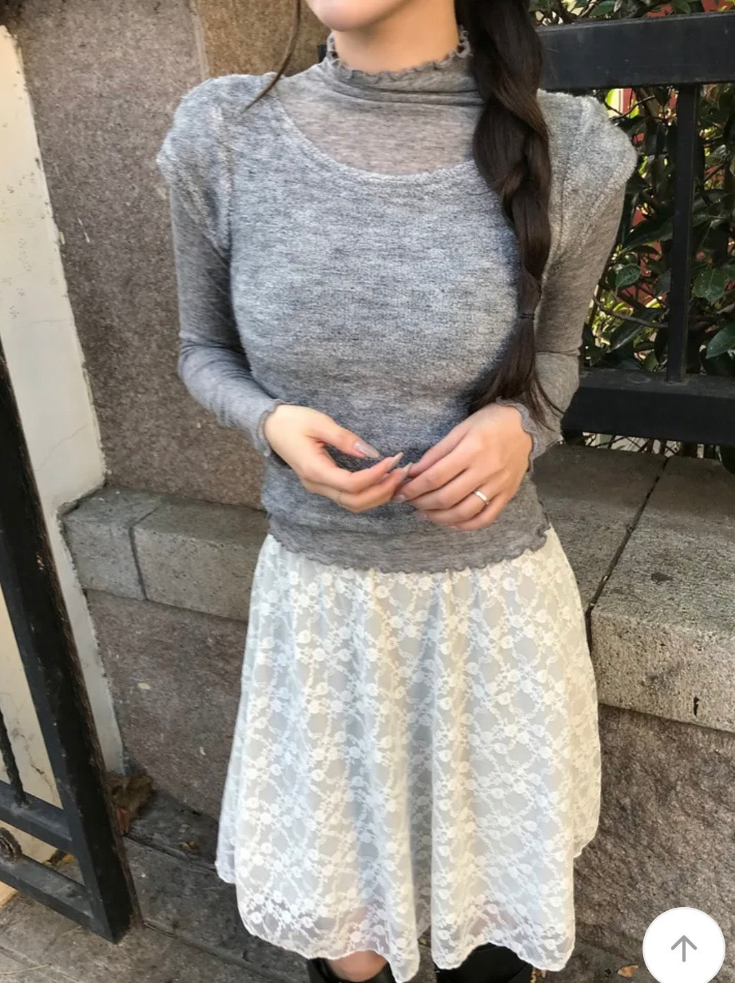 木耳邊高領兩件Set 三色入