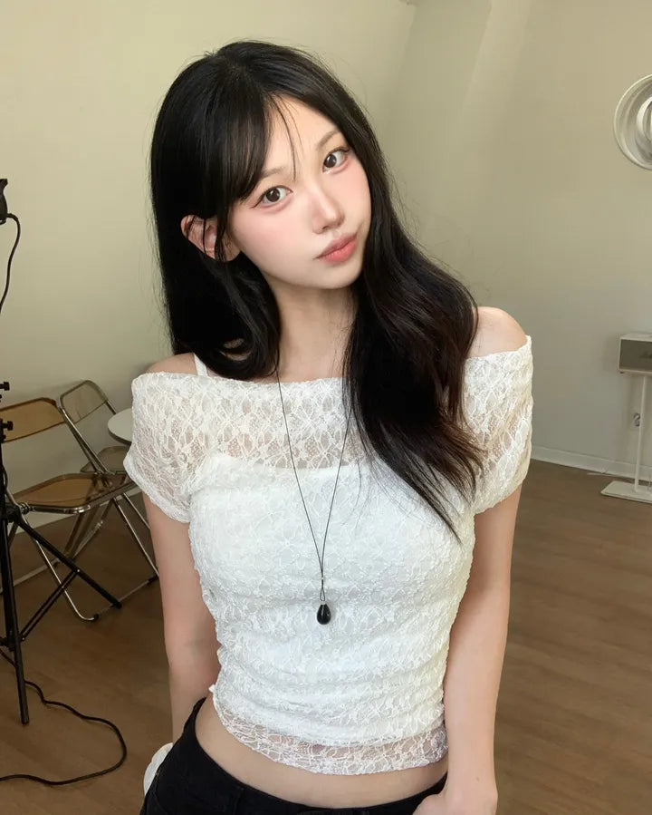 Lace短袖兩件set 三色入