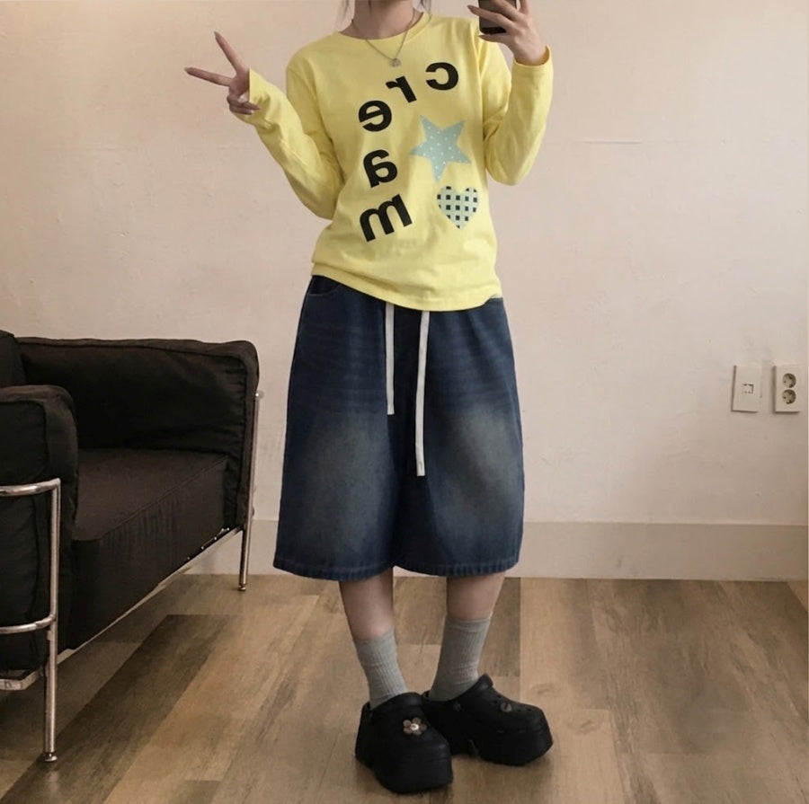 星星愛心印花長袖Top 六色入