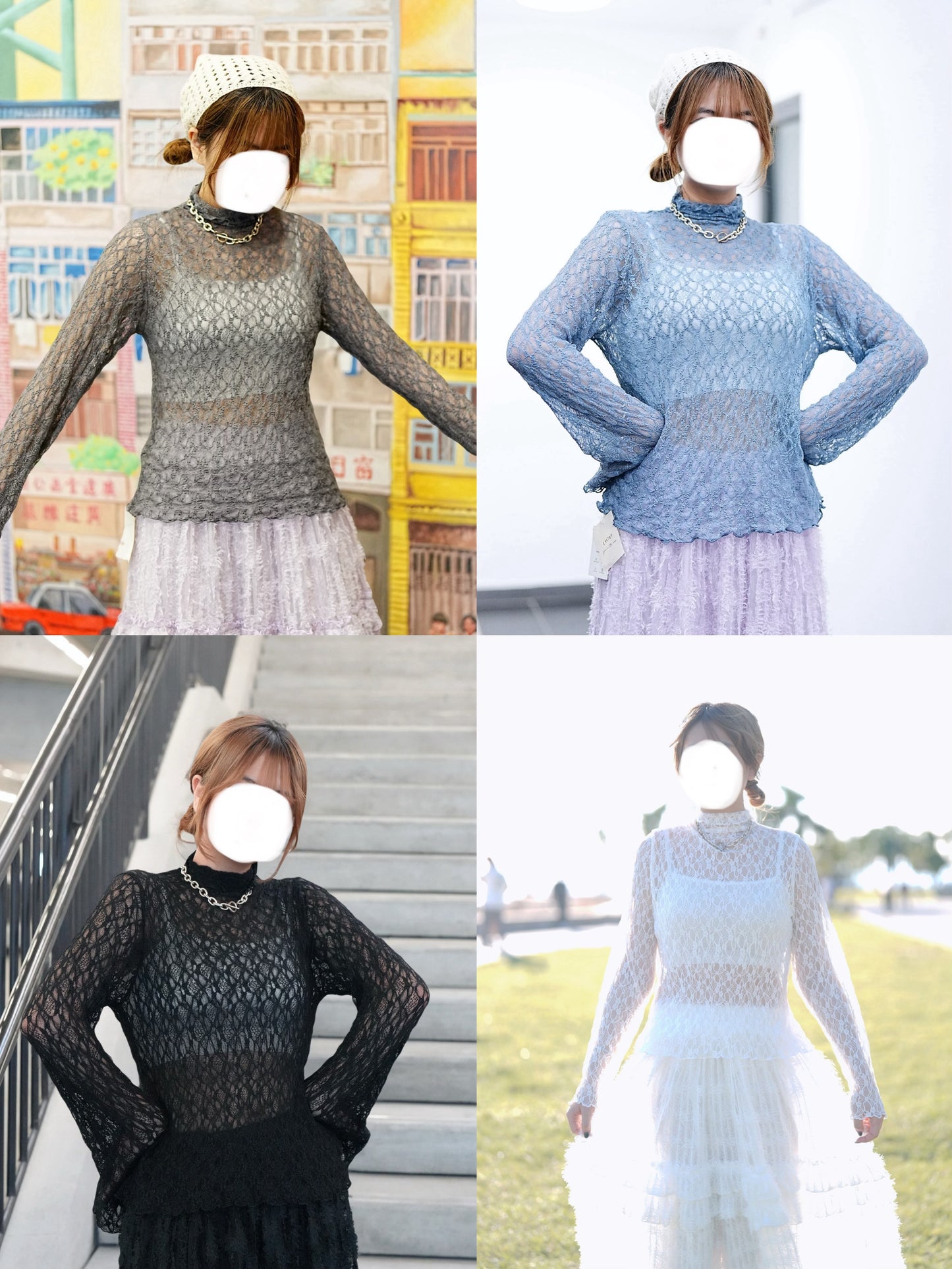 LACE RUFFLE TOP 四色入