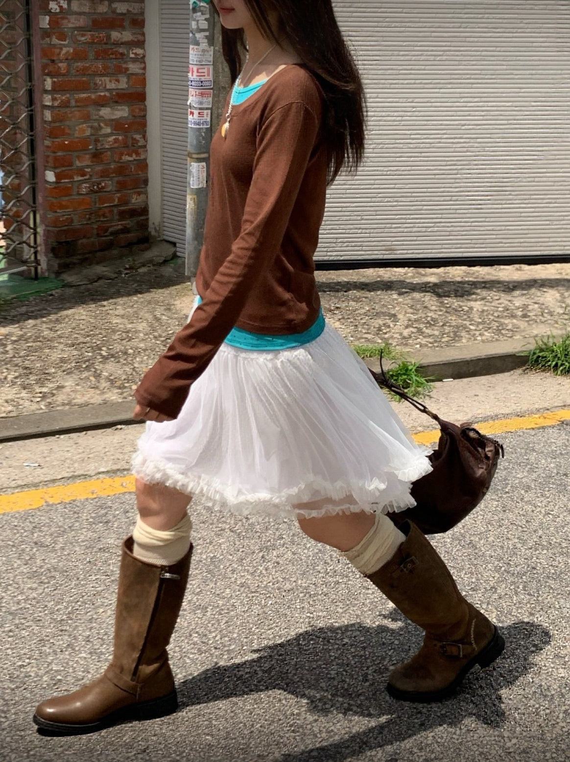 波點假兩件長袖上衣 三色入