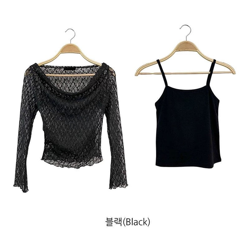 3月韓貨預訂95折☆ Lace Top Set三色入