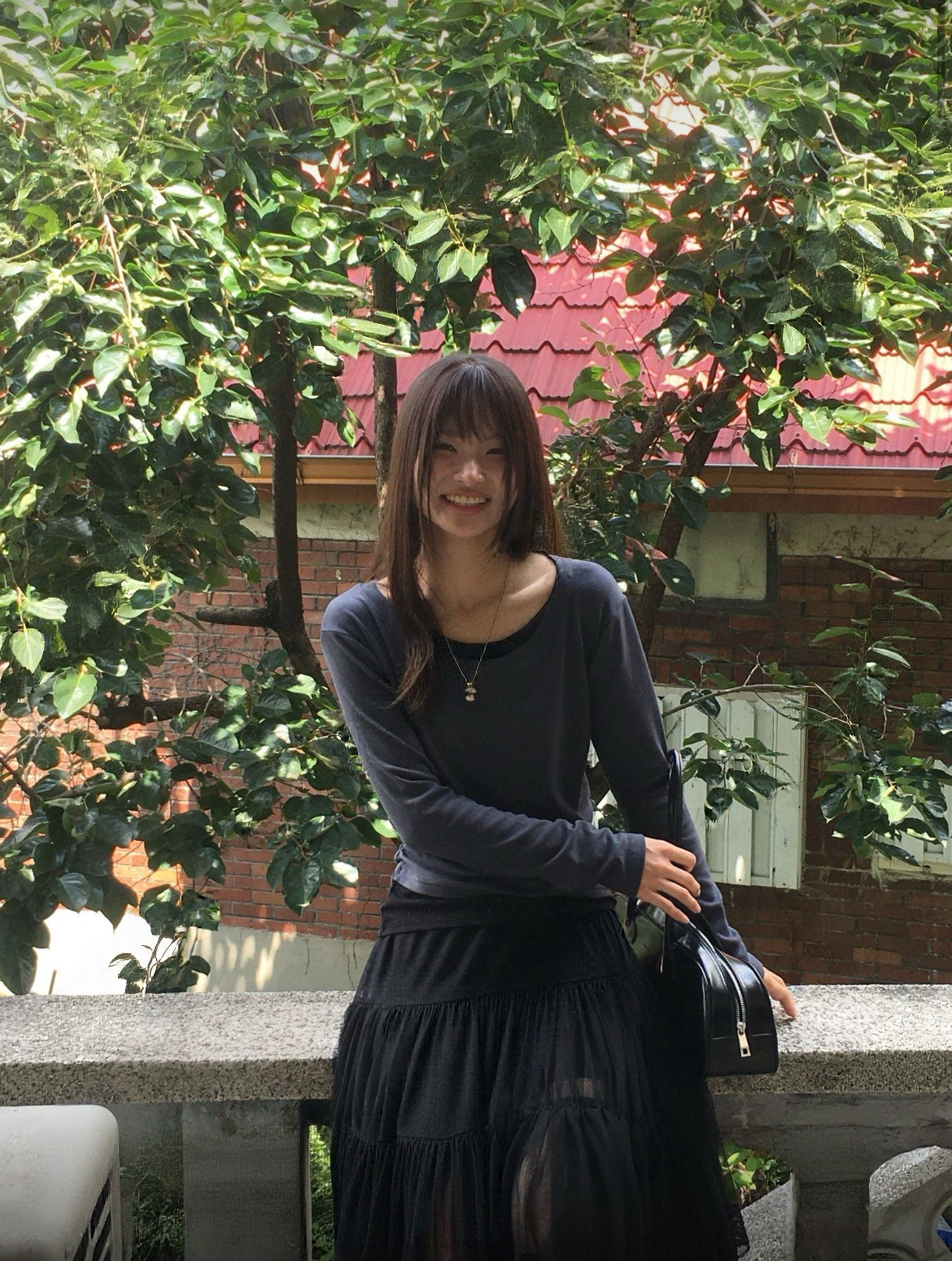 波點假兩件長袖上衣 三色入