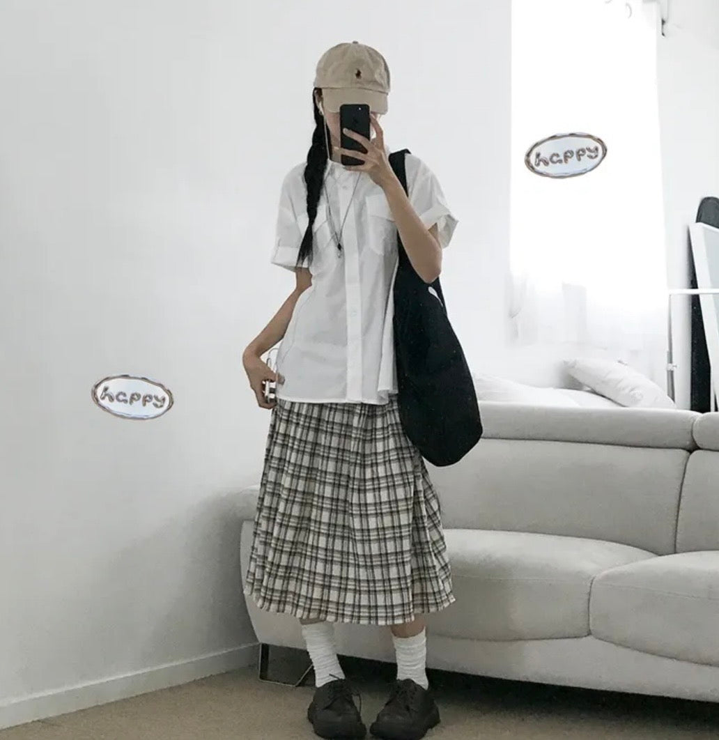 口袋鈕扣短袖襯衫 五色入