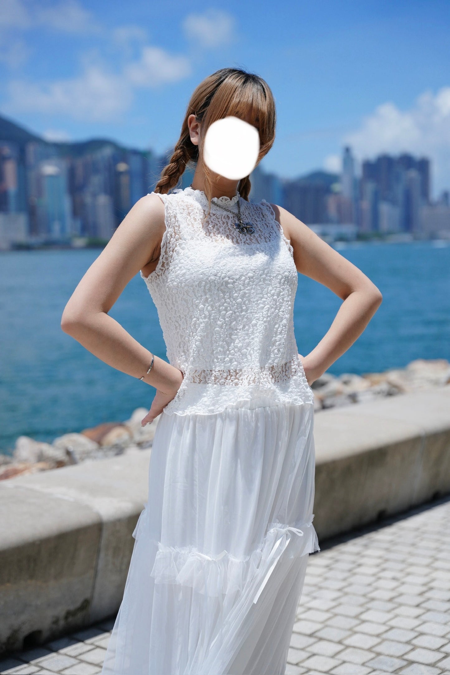 蕾絲捲邊背心 兩色入