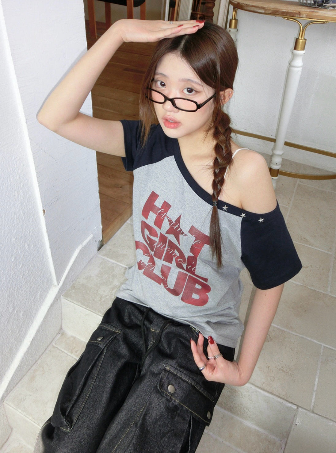 HotGirlClub斜膊上衣￼三色入