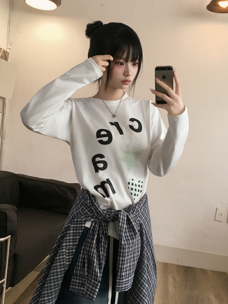 星星愛心印花長袖Top 六色入